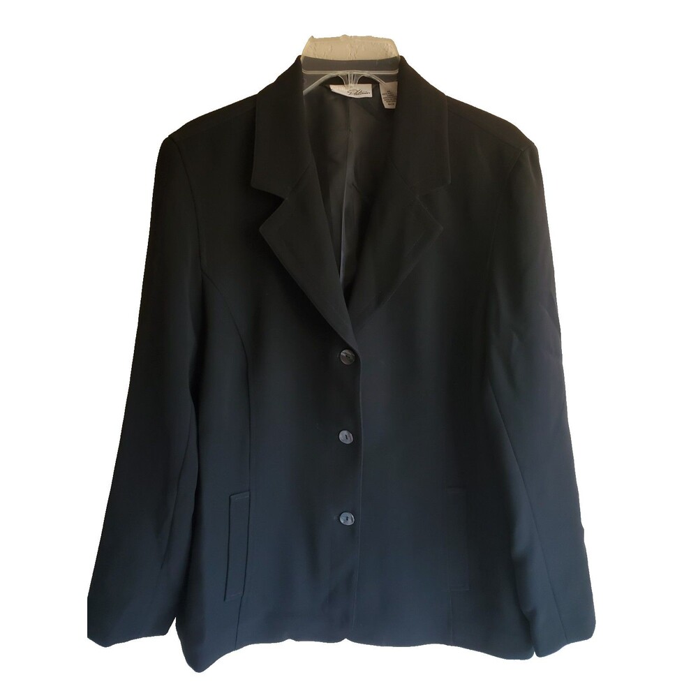 Chicos Platinum 1 Classic 3 Button Black Blazer Classic Career Office Basic S